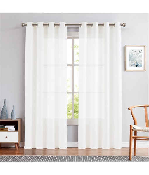 White linen textured curtains